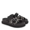 EXE Shoes Γυναικεία Παντόφλας FLATFORMS 03R-340 Μαύρο off white GIRAFFE  ΜΑΥΡΟ ΔΕΡΜΑ U403R34021L90