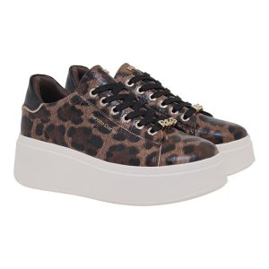 Renato Garini Γυναικεία Παπούτσια Sneakers 158-19R Λεοπάρ Σπαστό Μαύρο V119R15835R6