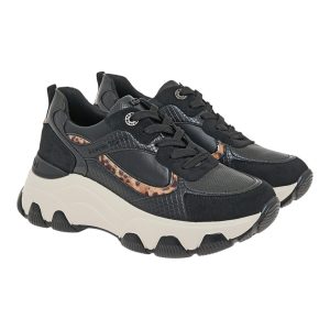 Renato Garini Γυναικεία Παπούτσια Sneakers 208-19R Μαύρο Φίδι Λεοπάρ V119R208301K