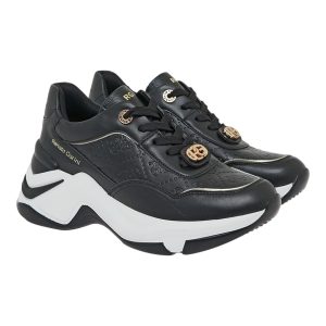 Renato Garini Γυναικεία Παπούτσια Sneakers 220-19R Μαύρο Στάμπα Πλατίνα V119R22044N3