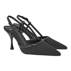 Exe Shoes Γυναικείες Γόβες 700-834 SLINGBACK Μαύρο Σατέν Μαύρο Σπαστό V470083457N0
