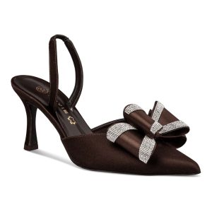 Envie Shoes Γυναικεία Παπούτσια Γόβες BOW SLINGBACK PUMPS E02-22090-28 Καφέ Σατέν