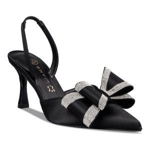 Envie Shoes Γυναικεία Παπούτσια Γόβες  BOW SLINGBACK PUMPS E02-22090-34 Mαύρο Σατέν