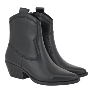 CARLA CORTEZ Γυναικεία Μποτάκια COW BOY 16W-261 Μαύρο Δέρμα V316W2613002