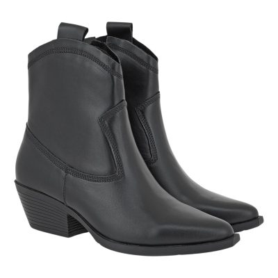 CARLA CORTEZ Γυναικεία Μποτάκια COW BOY 16W-261 Μαύρο Δέρμα V316W2613002