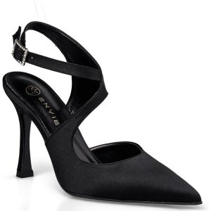 Envie Shoes Γυναικεία Παπούτσια Γόβες BOW SLINGBACK PUMPS E02-22086-34 Mαύρο Σατέν