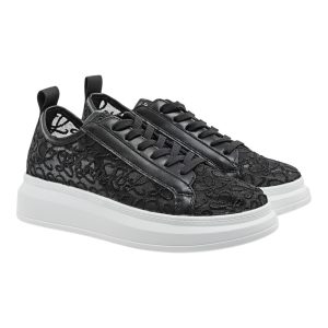 Renato Garini Γυναικεία Παπούτσια Sneakers 180-19R Μαύρο Δαντέλα Λευκό W119R18025W3