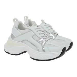 Renato Garini Γυναικεία Παπούτσια Sneakers 245-19R Λευκό MESH Ασημί W119R24535A7