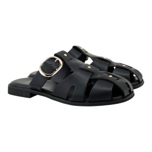 Exe Shoes Γυναικεία Παπούτσια FLATS MULES 03R-351 Μαύρο Δέρμα W403R3511002