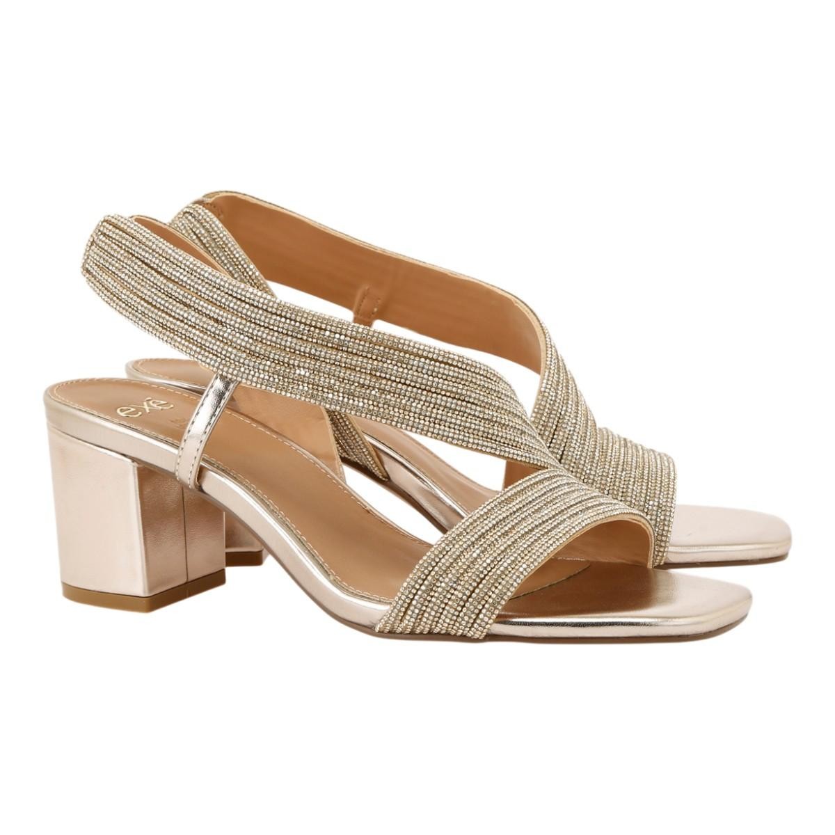 EXE Shoes Πέδιλα Γυναικεία ANNY-428 700-428 Πλατίνα Στράς W47004284Z36