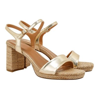 EXE Shoes Πέδιλα Γυναικεία LUISA-755 700--755 Πλατίνα Μπέζ Ψάθα W470075548J4