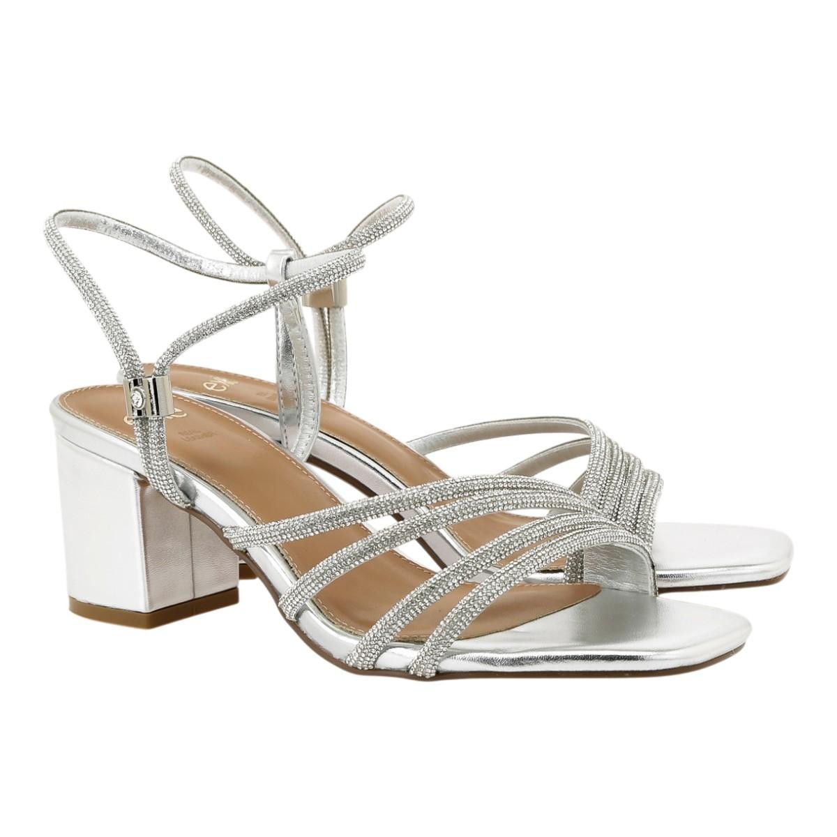 EXE Shoes Πέδιλα Γυναικεία ANNY-990 700-990 Ασημί Στράς W47009904E94