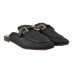 Exe Shoes Γυναικεία Παπούτσια MULES 71S-921 Μαύρο Ψάθα W471S9211H23