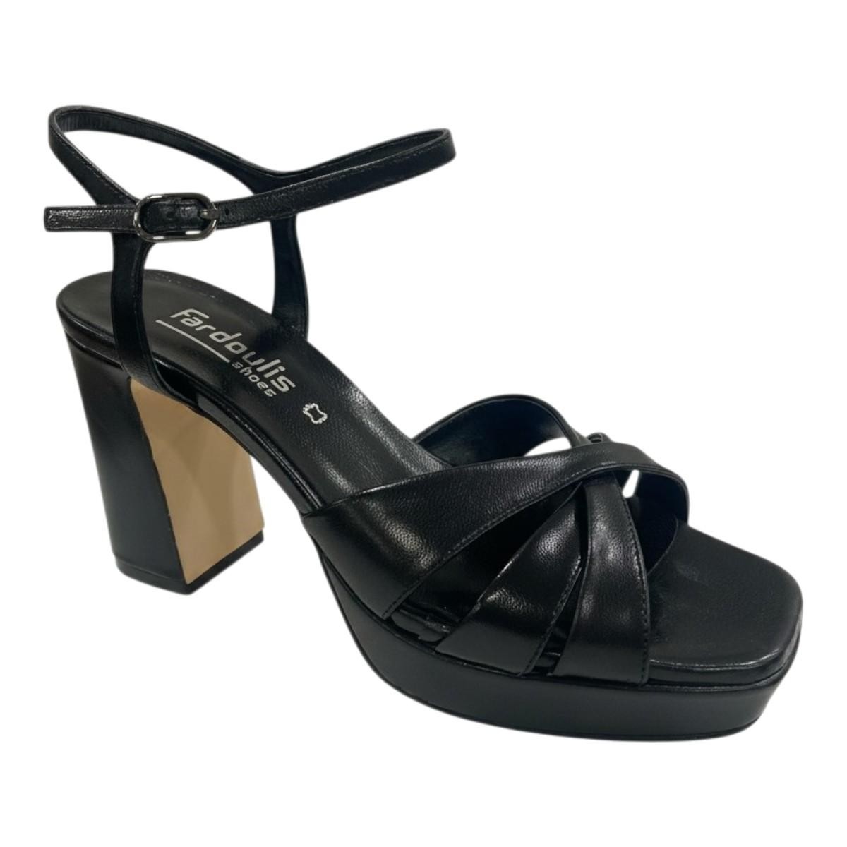 Fardoulis shoes Γυναικεία Παπούτσια Πέδιλα 641-11A Μαύρο Δέρμα