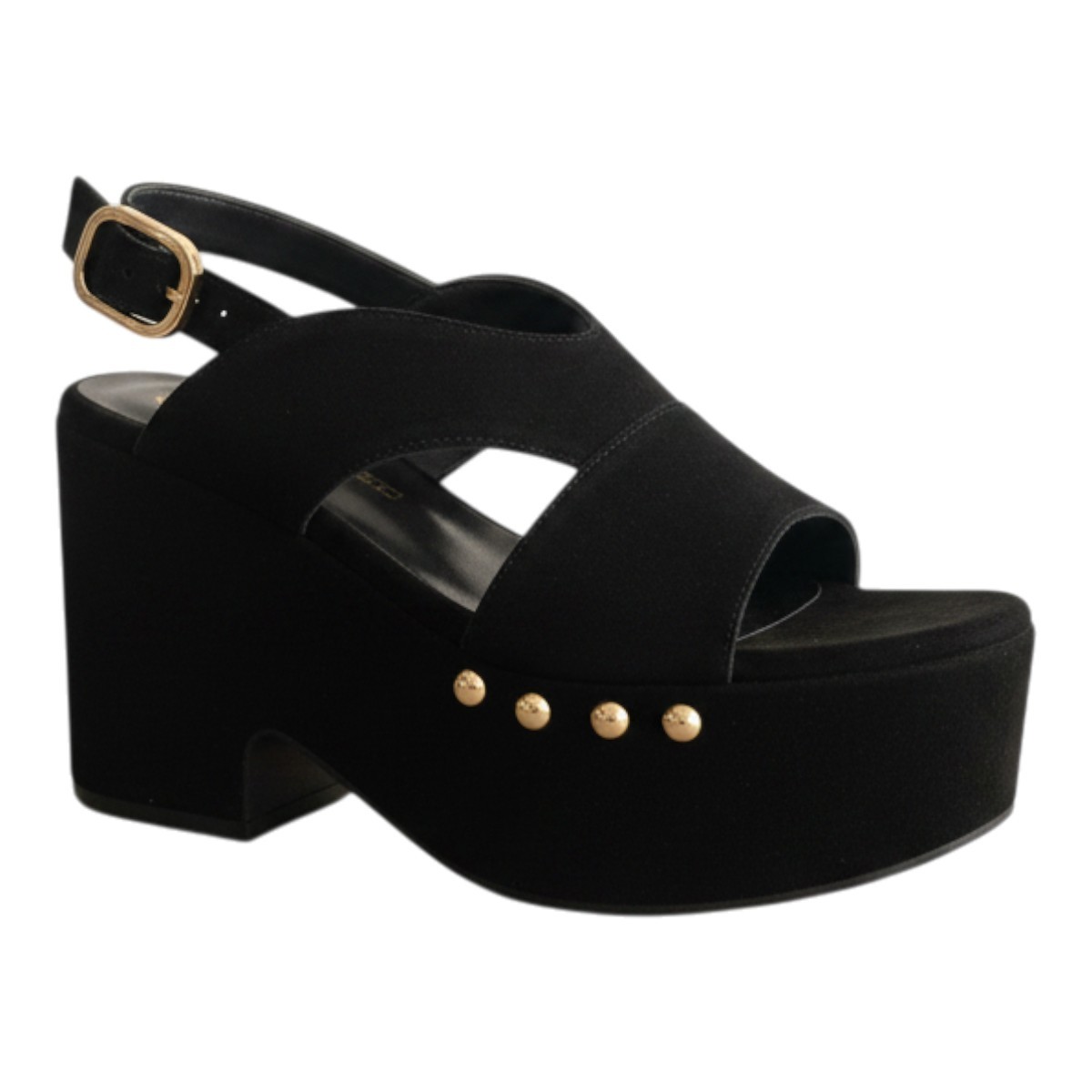 Fardoulis Shoes Γυναικείες Παντόφλες Πλατφόρμες 458-05 Μαύρο Δέρμα Καστόρι