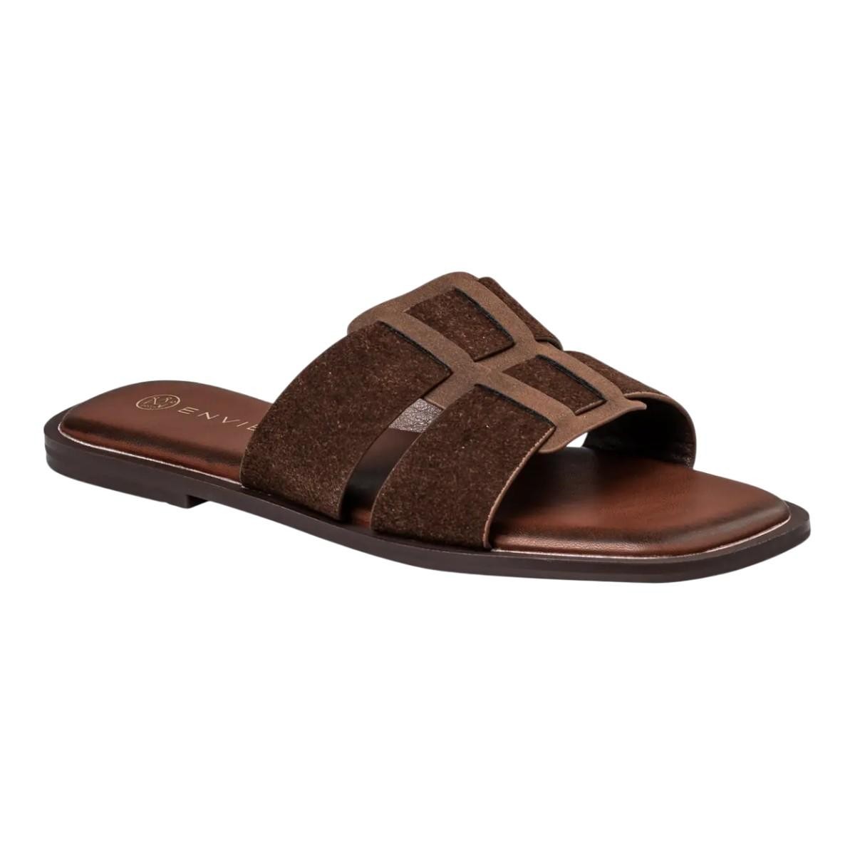 Envie Shoes Γυναικεία Πέδιλα FLAT SANDALS E96-23455-28 Καφέ