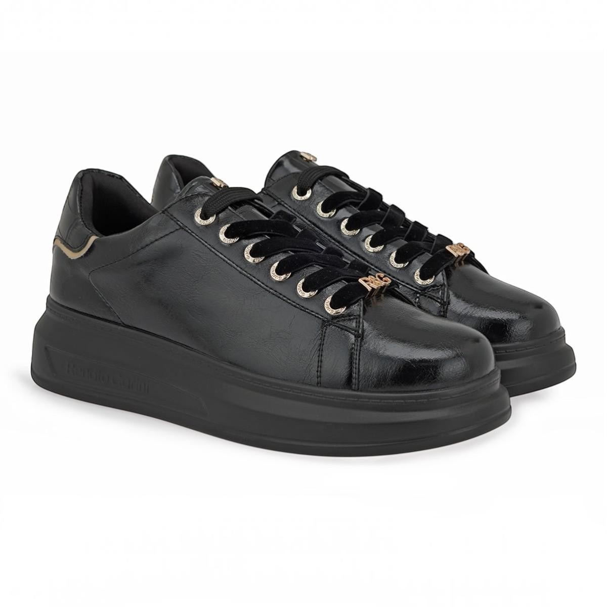 Renato Garini Γυναικεία Παπούτσια Sneakers 058-19R ΜΑΥΡΟ ΣΠΑΣΤΟ ΜΑΥΡΟ ΚΑΣΤΟΡΙ X119R0582G73
