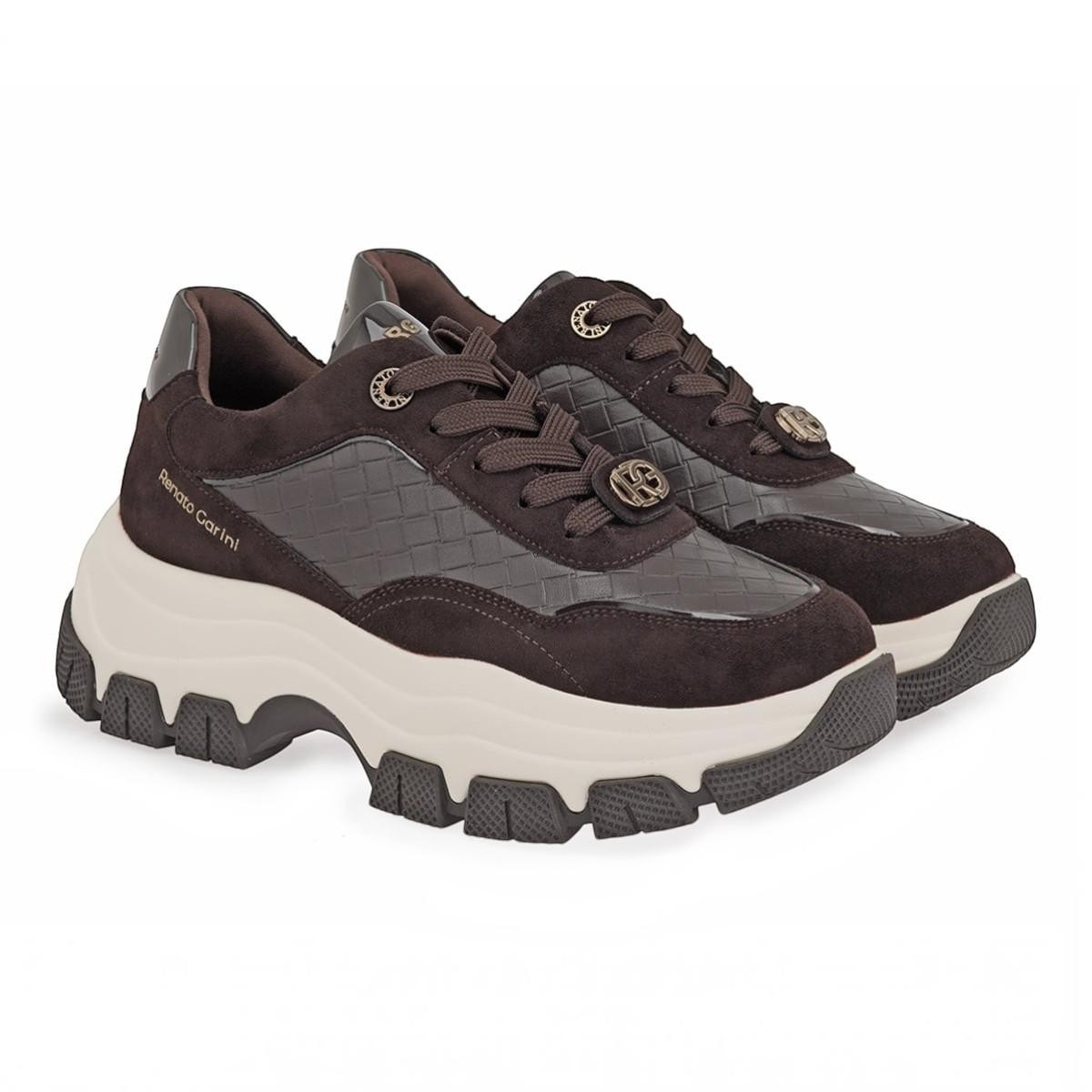 Renato Garini Γυναικεία Παπούτσια Sneakers 502-19R Καφέ Καστόρι Καφέ Πλέκτο X119R5023AK3