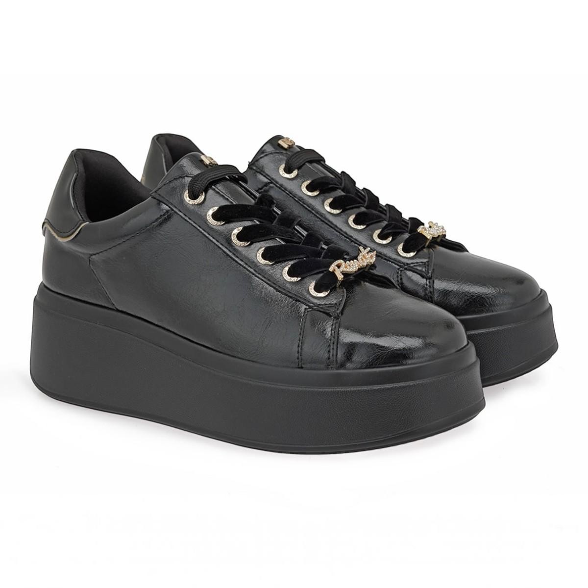 Renato Garini Γυναικεία Παπούτσια Sneakers 885-19R ΜΑΥΡΟ ΣΠΑΣΤΟ ΜΑΥΡΟ ΒΕΡΝΙ X119R8853AW5